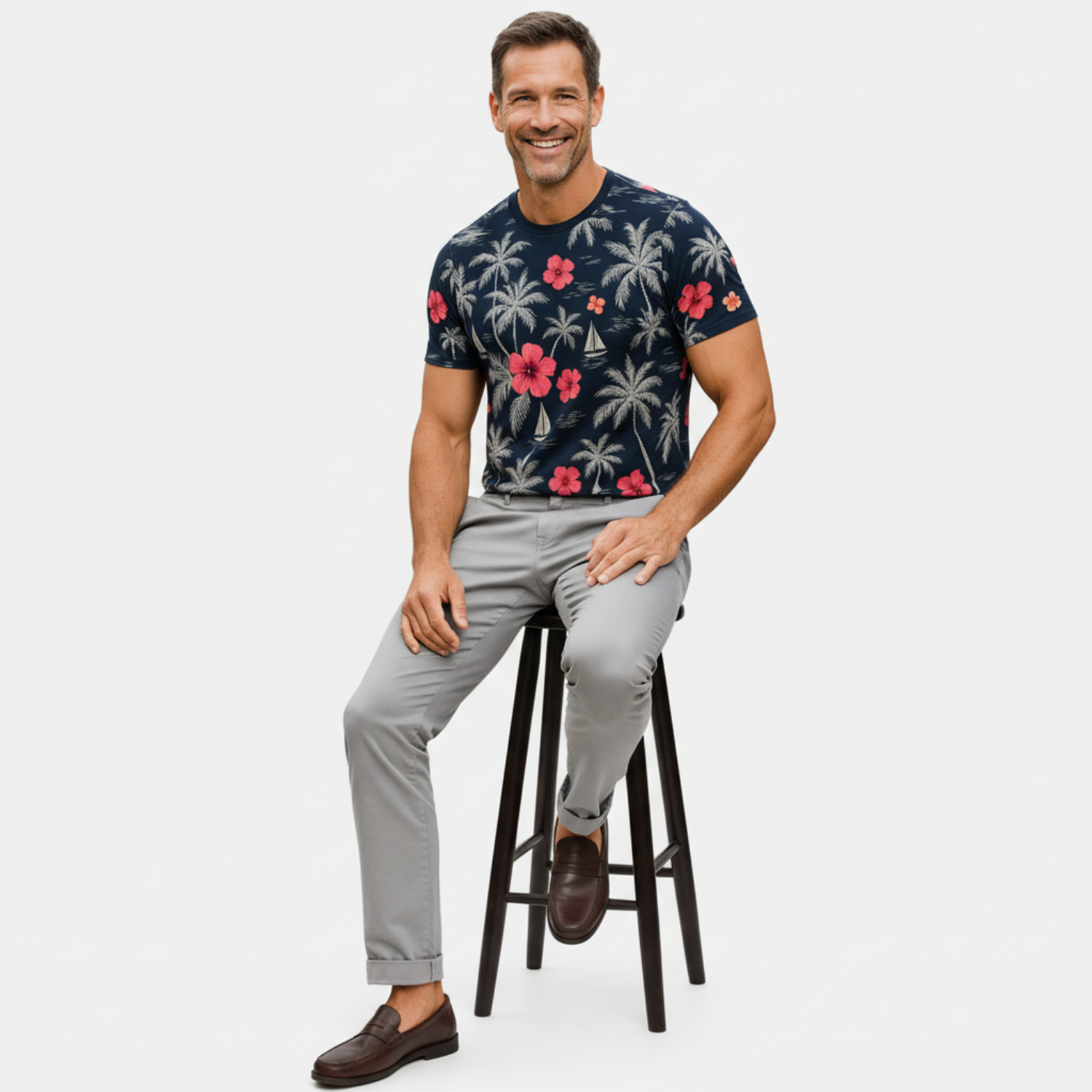 Line One Rundhals T-Shirt mit Print