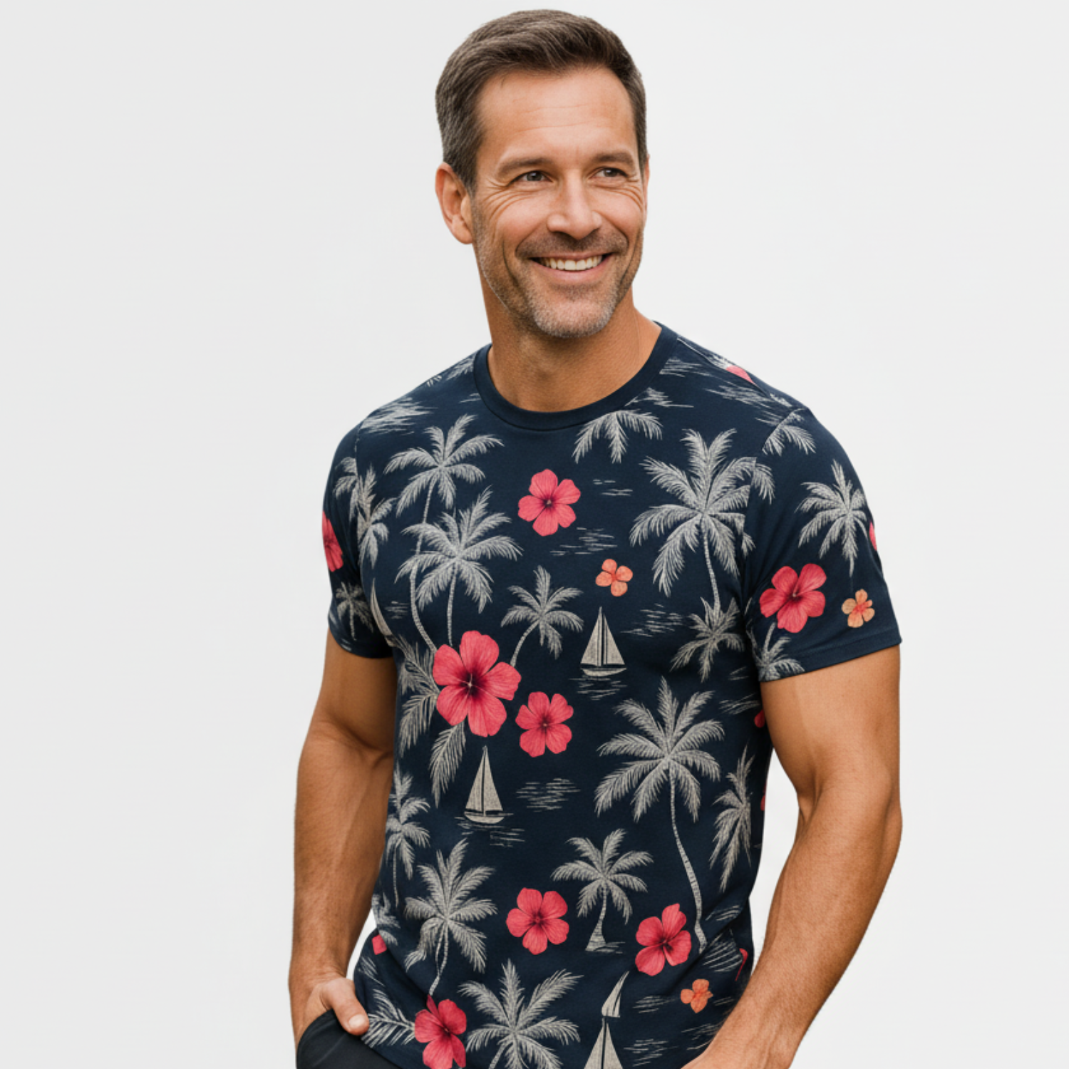 Line One Rundhals T-Shirt mit Print