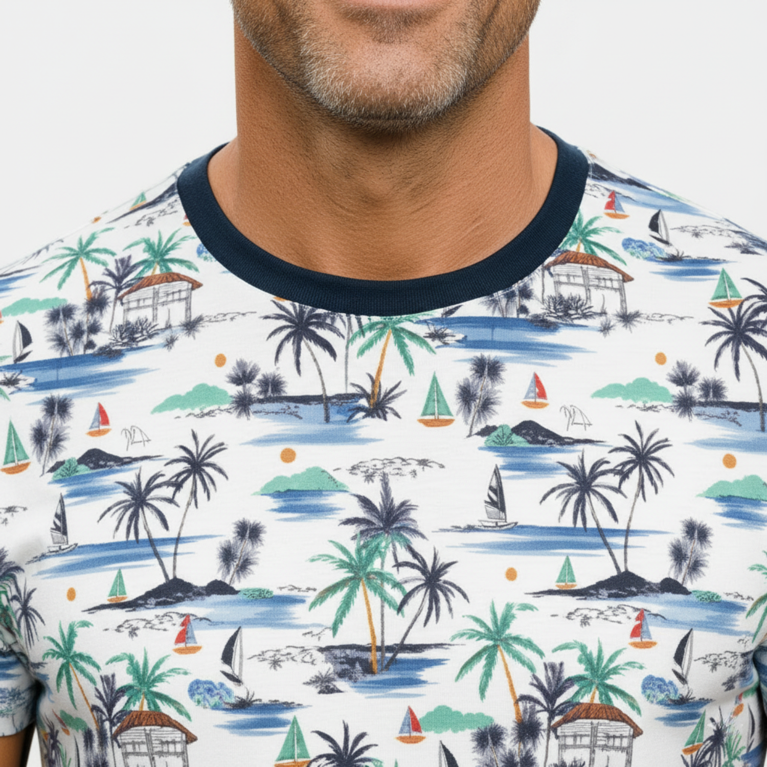 Line One Rundhals T-Shirt mit Print