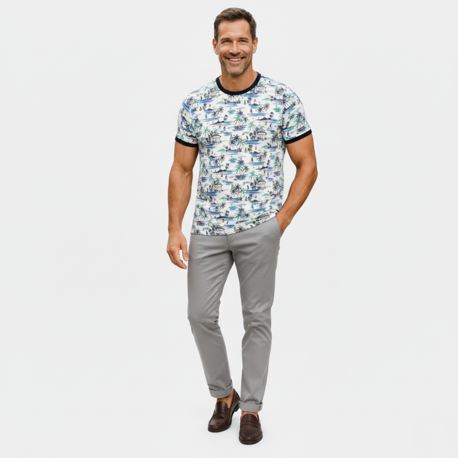Line One Rundhals T-Shirt mit Print