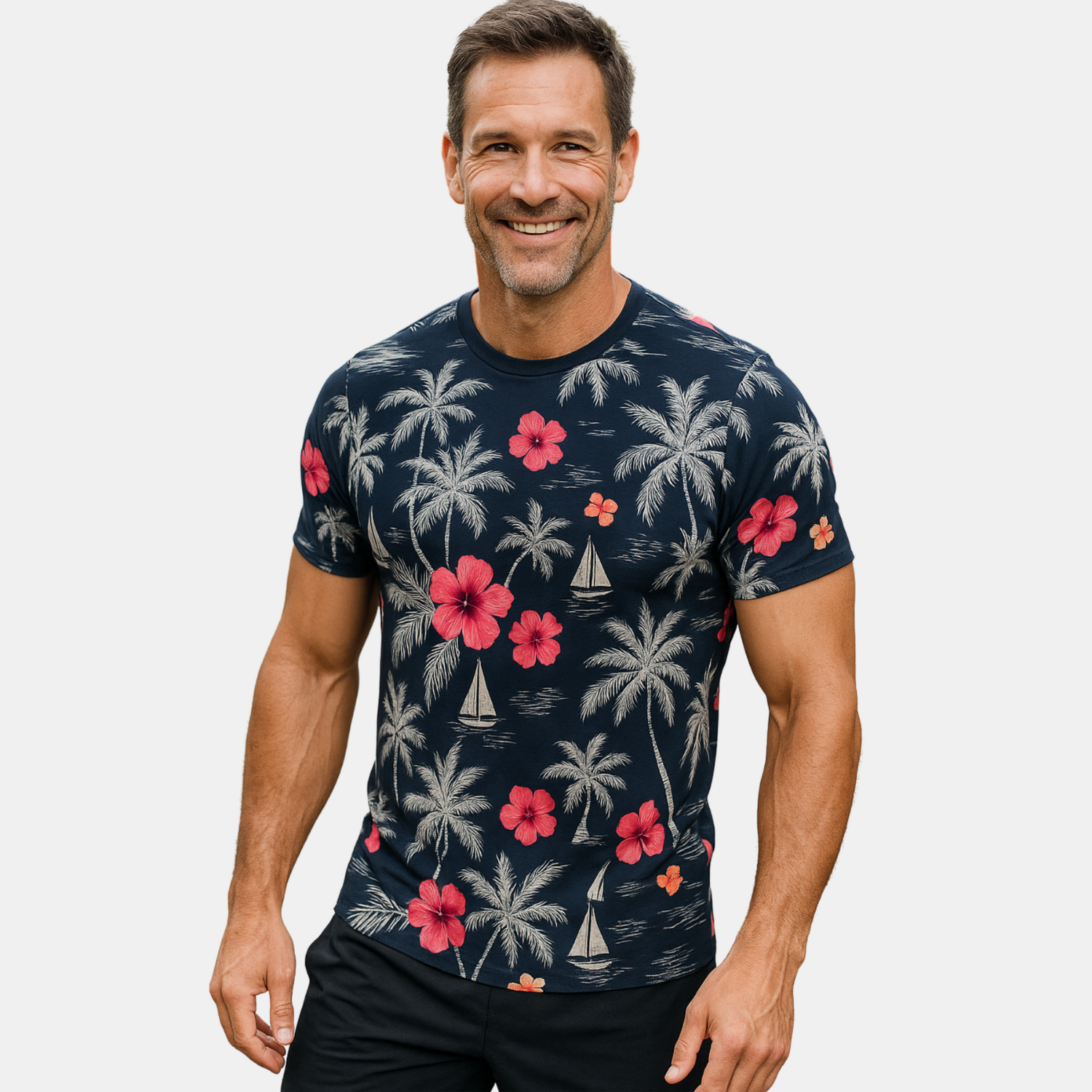 Line One Rundhals T-Shirt mit Print