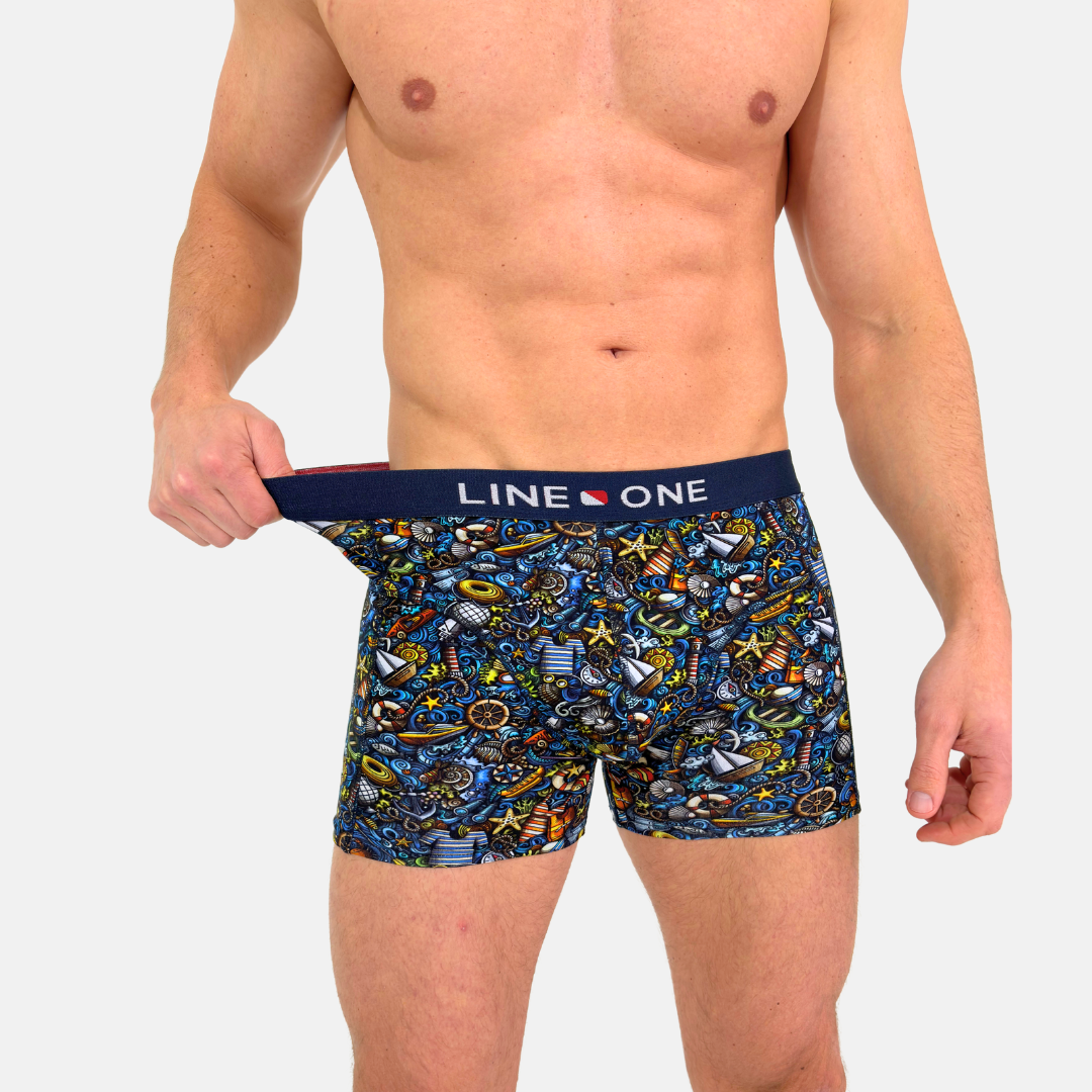 Line One Herren Boxershorts "Nautic Doodle"